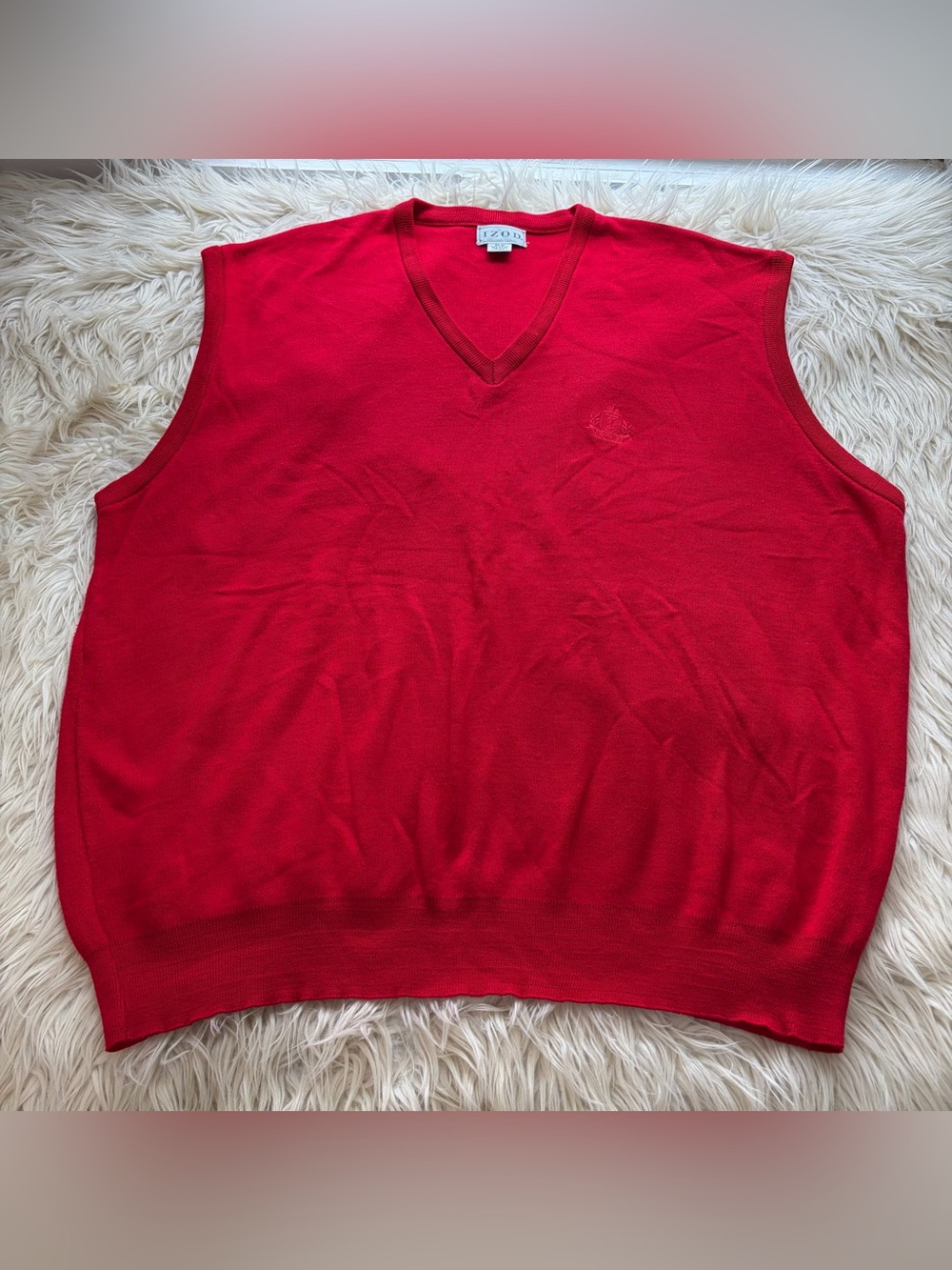 Vintage Izod Red Sleeveless Sweater Vest Men’s Big 3X Casual Preppy USA Made